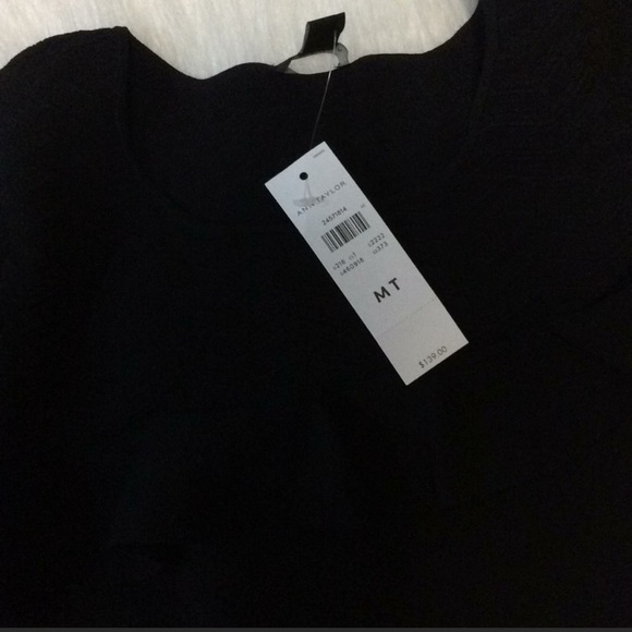 Ann Taylor Ann Taylor Chevron Ruffle Sweater Dress in Black. - Picture 8 of 8